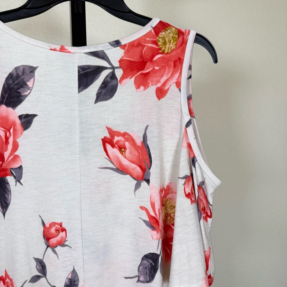 Plus Size 1X Floral Cold Shoulder Soft Stretchy Y2K Romantic Feminine Boho Tunic - Picture 8 of 9